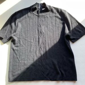 Navy short sleeve mock neck sweater